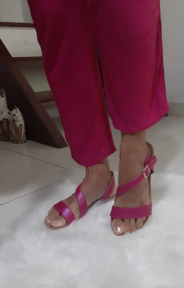 Rasteirinha Confort Dupla Fita Rosa Pink - Imagem 3