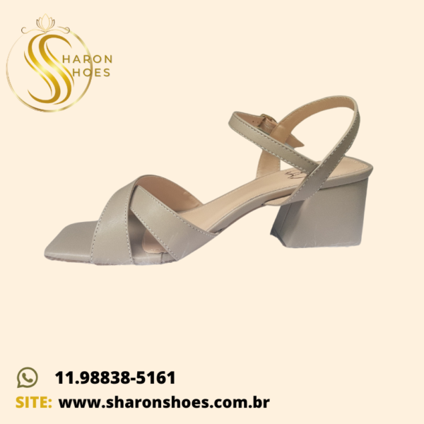 Sandália Aveia Salto Quadrado Médio - Imagem 2