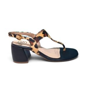 Sandália Couro Animal Print