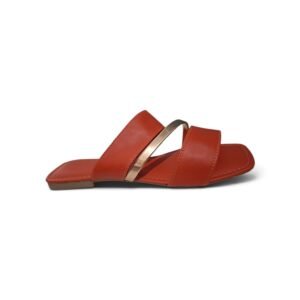 Rasteira Confort Coral com Dourado